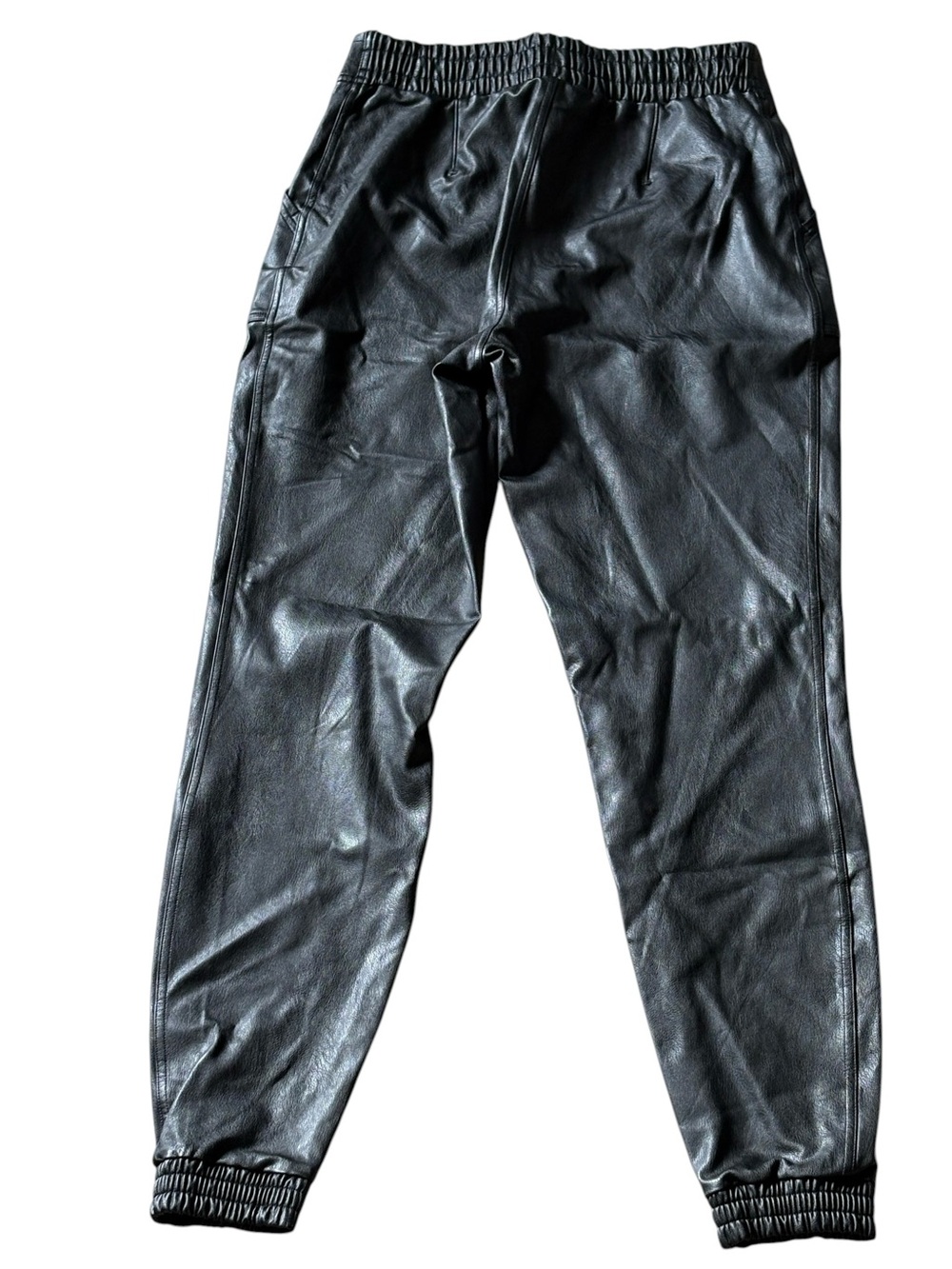 Spanx Faux Leather Joggers Size Large Black Elastic Waist - Picture 5 of 6